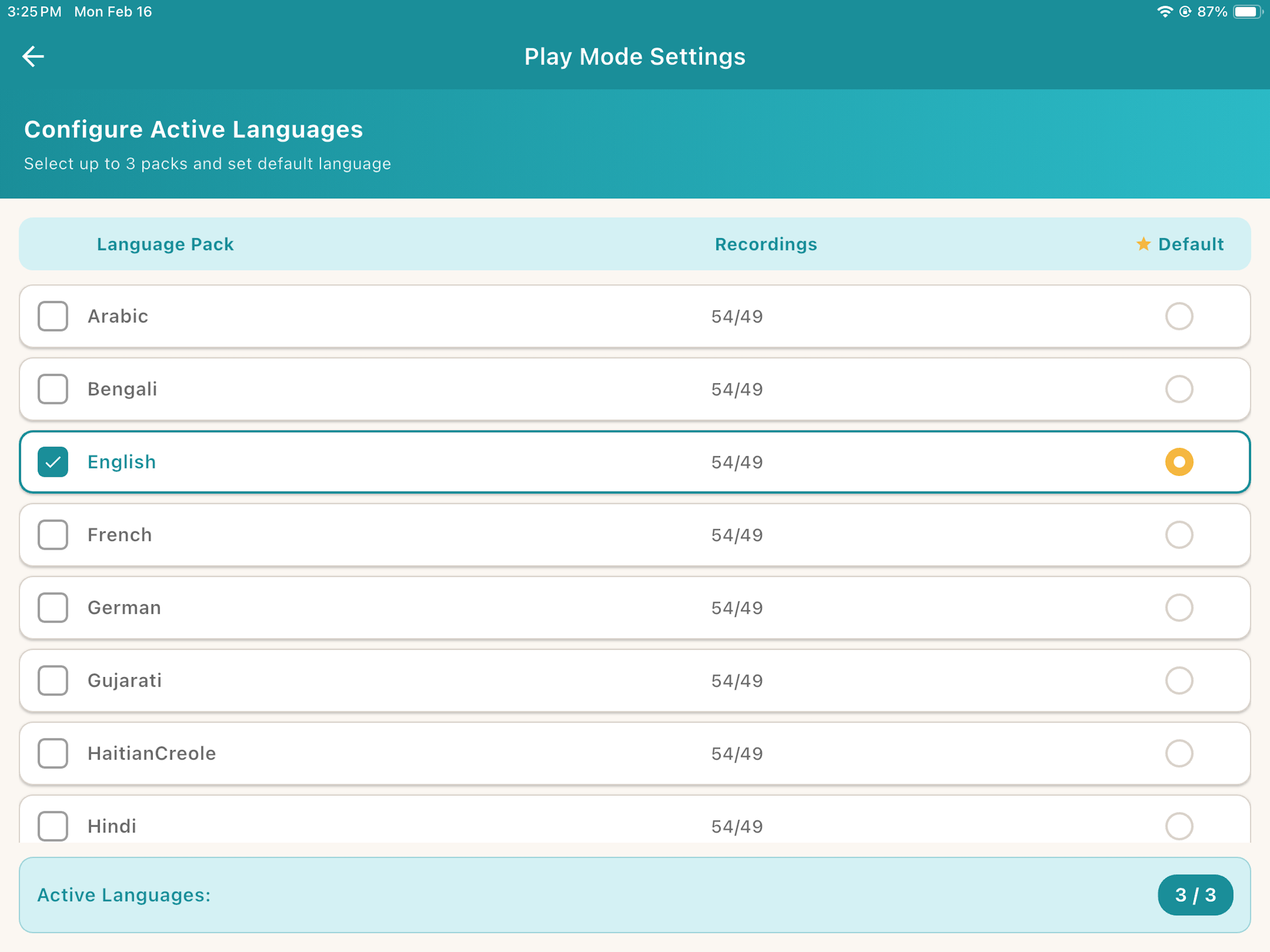 NidoVoix active language settings